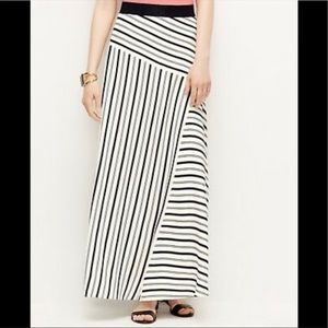 Ann Taylor stripe black and white maxi skirt